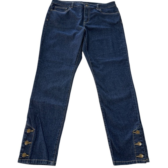 Michael Kors Dark Wash Ankle Button Skinny Jeans Women’s Size 12 - Picture 1 of 12